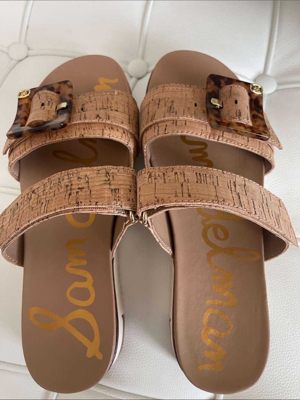 Sam Edelman Women's Adrianna slide sandals in a natural cork material